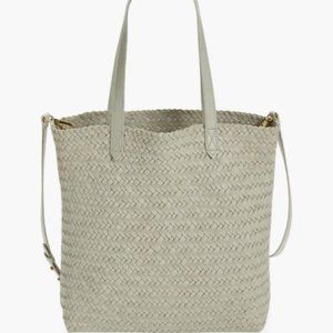 Madewell Medium Woven Leather Tote Bag in Ashen Sage